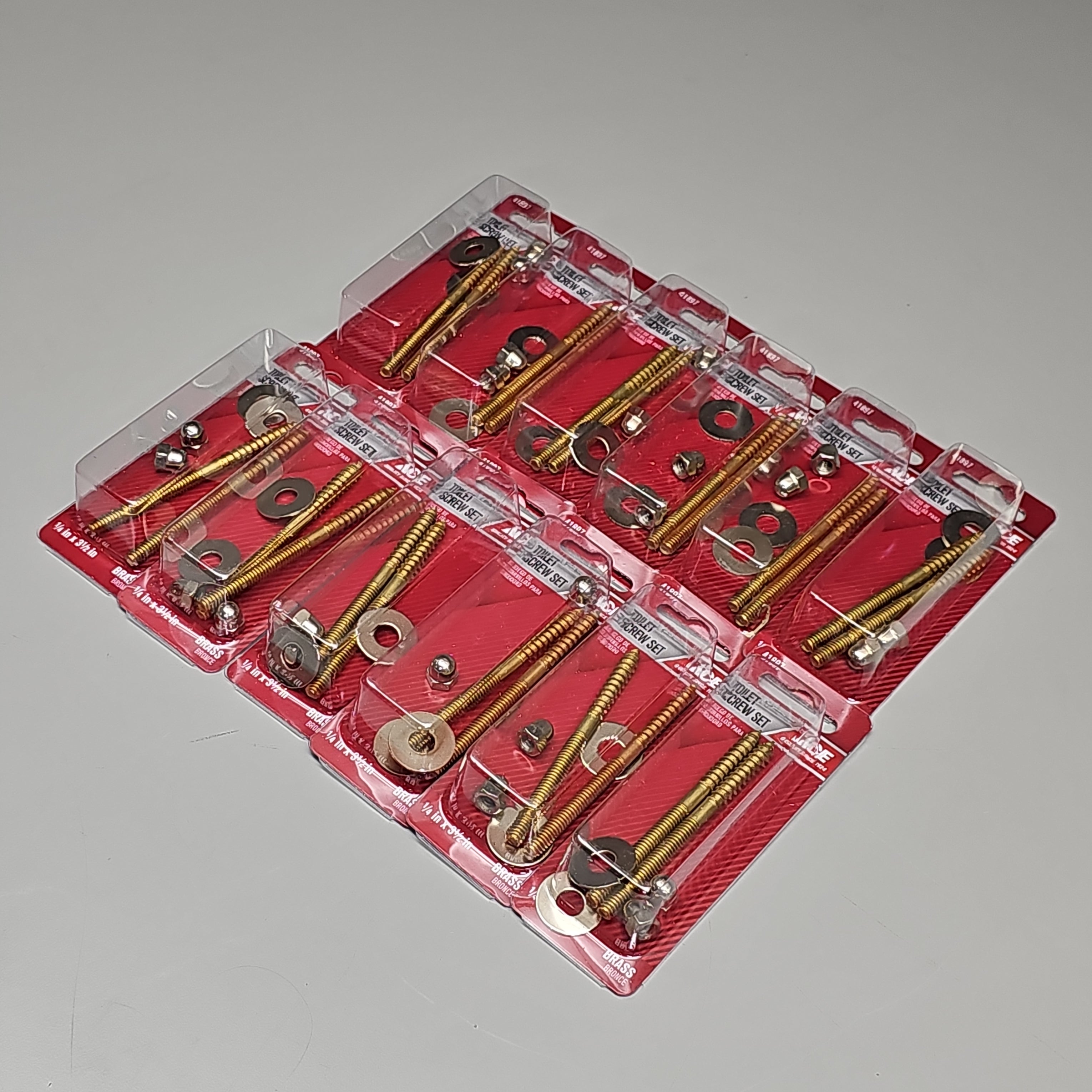 ACE HARDWARE Toilet Screw Set 12-Pk 1/4" x 3.5" Brass ACE835-161 41897 (New)