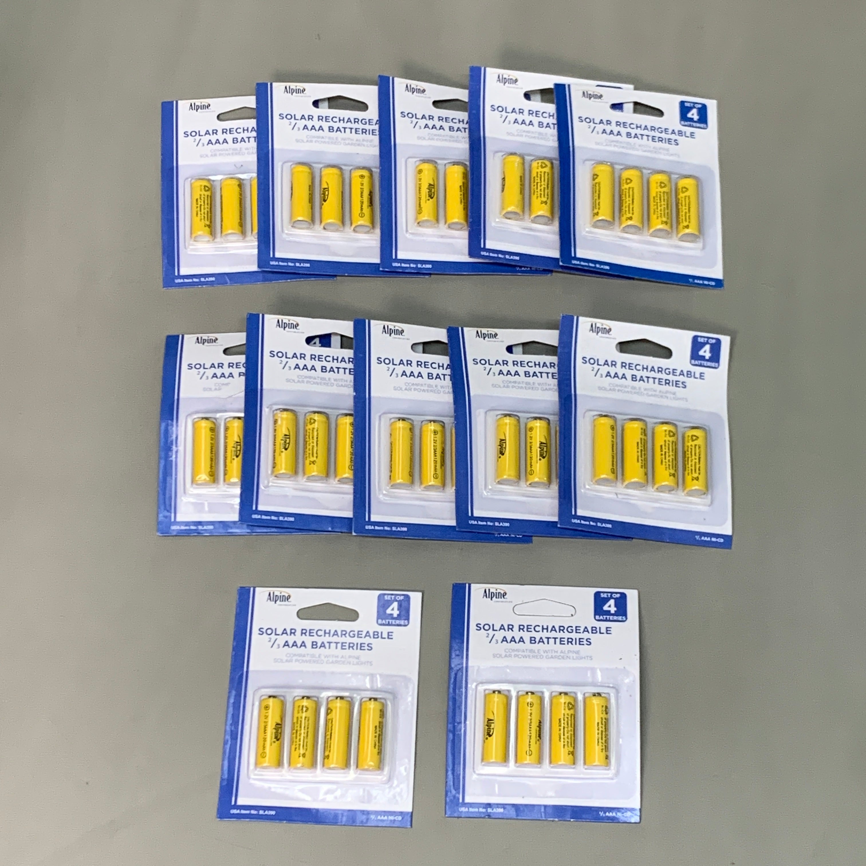 ALPINE 12-PACK! (48 Total) Batteries Replacement Solar Rechargeable 2/3 AAA Batteries(New)