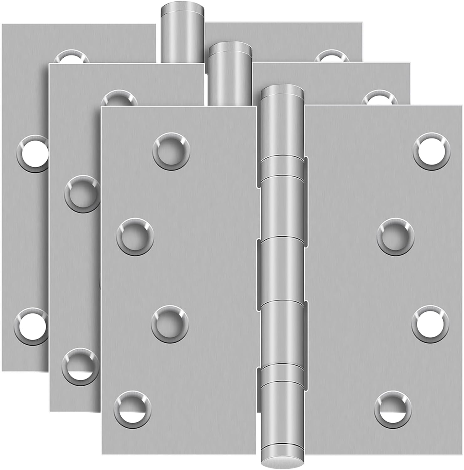 4 Inch Ball Bearing Door Hinges Stainless Steel Square Interior Exterior Door Hinges for Front Door,Office,Bath Room,Shop,Commericial Grard,Farm,Barn,Big Wood Cabinet,Outdoor Tool Sheld,Hotel,RV